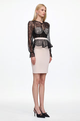 Ymire Sexy Contour Long Sleeve Lace Bandage Mini Dress