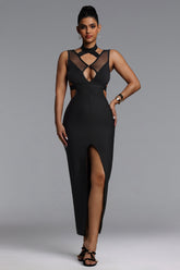 Valri Sexy Contour Sleeveless Cut Out Bandage Maxi Dress