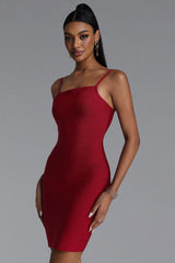 Letitia Classic Contour Stripe Bandage Red Mini Dress