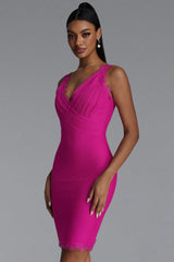 Reggie Romantic Contour V Neck Bandage Mini Dress