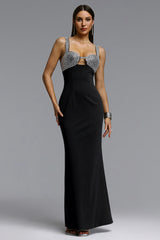 Felixa Glamorous Contour Cut Out Rhinestone Bandage Maxi Dress