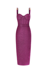 Ziriy Sleeveless V-Neck Bandage Purple Maxi Dress
