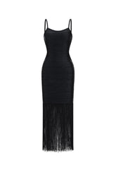 Demere Chic Contour Fringe Bandage Maxi Dress