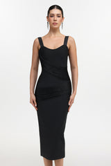 Dasaka Classic Contour Sleeveless Fringe Bandage Maxi Dress