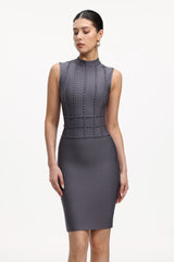 Guga Classic Contour Sleeveless Bandage Midi Dress