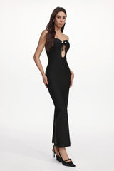 Kandiss Elegant Contour Strapless Cut Out Bandage Maxi Dress