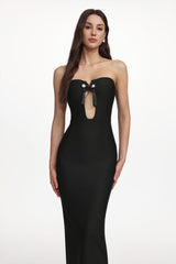 Kandiss Elegant Contour Strapless Cut Out Bandage Maxi Dress