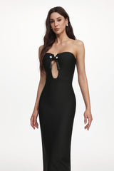 Kandiss Elegant Contour Strapless Cut Out Bandage Maxi Dress