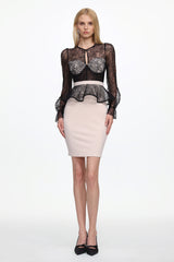 Ymire Sexy Contour Long Sleeve Lace Bandage Mini Dress