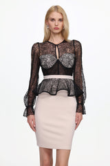 Ymire Sexy Contour Long Sleeve Lace Bandage Mini Dress