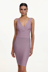 Muera Classic Contour V Neck Sleeveless Bandage Midi Dress