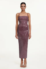 Orisy Chic Contour Sleeveless Rhinestone Bandage Maxi Dress