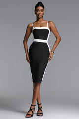 Erise Classic Contour Sleeveless Contrast Bandage Midi Dress