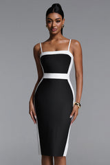 Erise Classic Contour Sleeveless Contrast Bandage Midi Dress