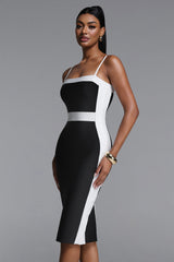 Erise Classic Contour Sleeveless Contrast Bandage Midi Dress
