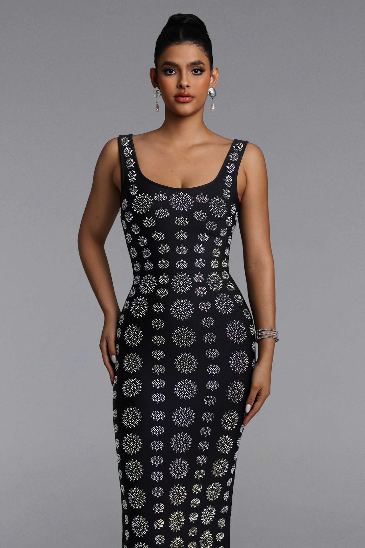 Lisa Chic Contour Crystal Bandage Maxi Dress