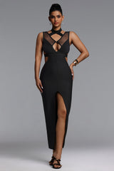 Valri Sexy Contour Sleeveless Cut Out Bandage Maxi Dress
