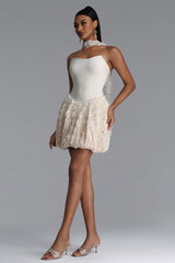 Uniko Romantic Contour Strapless Floral Bandage Mini Dress