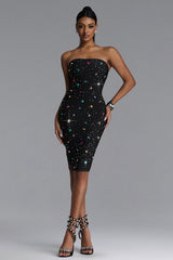 Lane Classic Contour Strapless Rhinestone Bandage Midi Dress