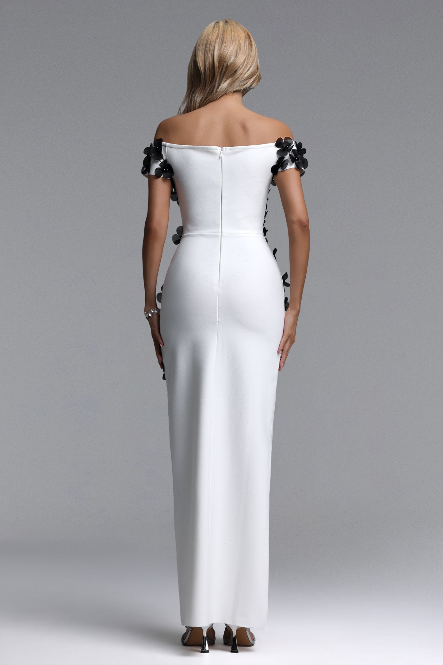 Lacie Elegant Contour Off Shoulder Floral Bandage Maxi Dress