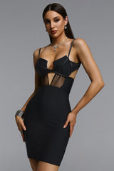 Hoshi Chic Contour Cut Out Sheer Bandage Mini Dress