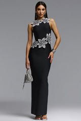 Whetu Elegant Contour Floral Bandage Maxi Dress