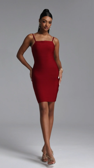Letitia Classic Contour Stripe Bandage Red Mini Dress