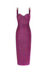 Ziriy Sleeveless V-Neck Bandage Purple Maxi Dress
