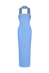 Marina Glamorous Contour Strapless Rhinestone Bandage Maxi Dress