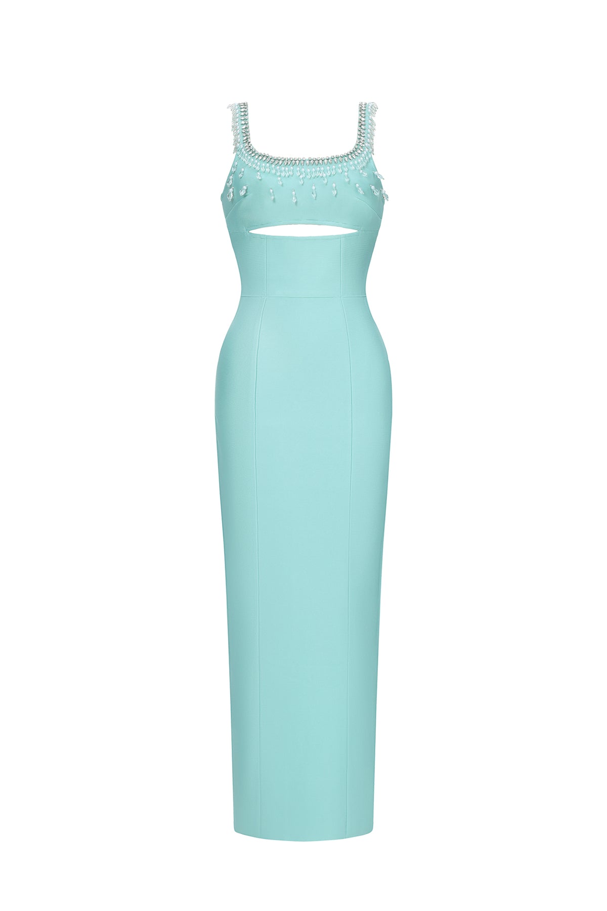 Vela Elegant Contour Sleeveless Cut Out Rhinestone Bandage Maxi Dress
